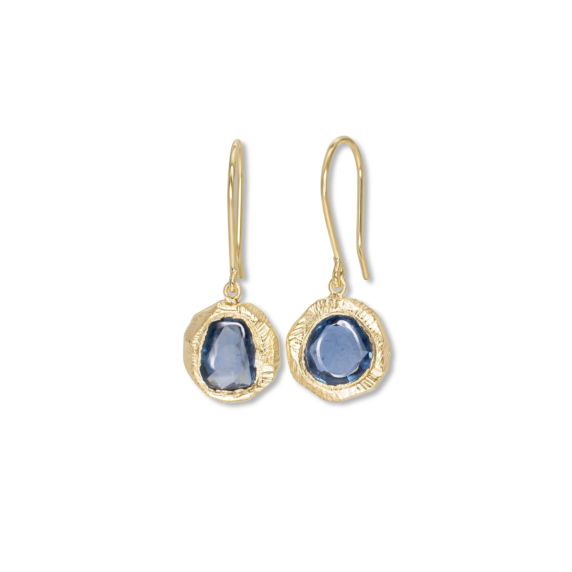 18K Freeform Drop Earring in Medium Blue Sapphire