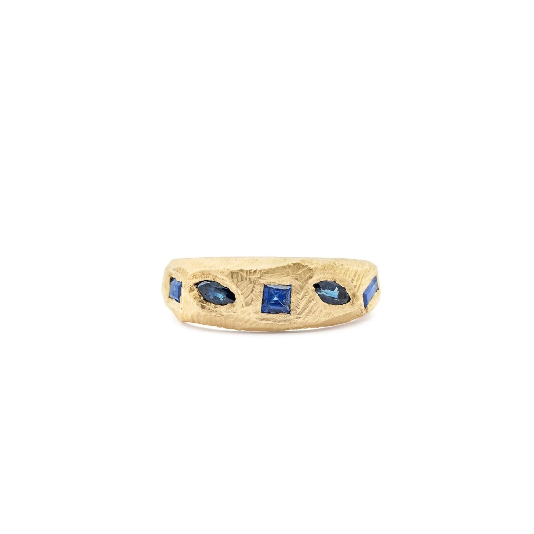 18K Geometric Mixed Band in Blue Sapphires