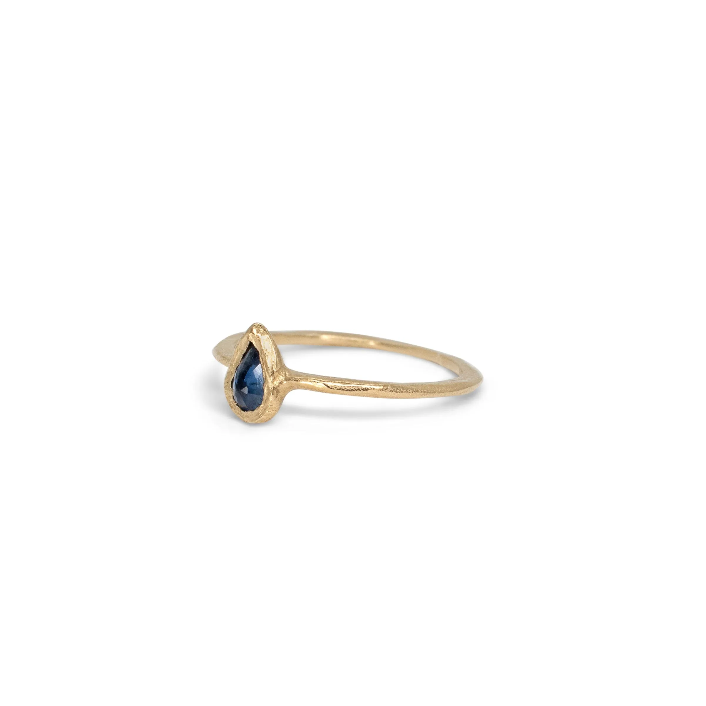 18K Teardrop Ring in Blue Sapphire