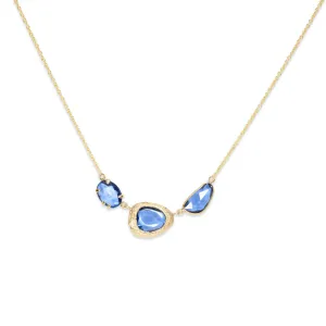 18K Triple Sapphire Necklace in Blue Sapphire