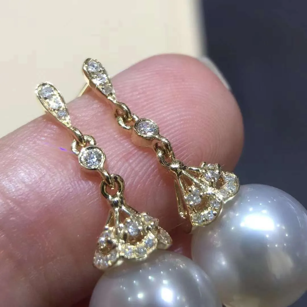 18K White Gold Australian White Pearl Earrings - TS014