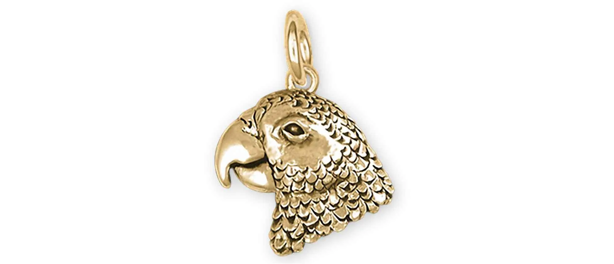 African Grey Jewelry 14k Gold Handmade African Grey Charm  AFG3X-CG