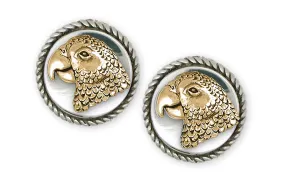 African Grey Jewelry Silver And 14k Gold Handmade African Grey Cufflinks  AFG3X-TNDCL