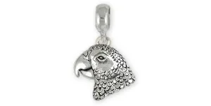 African Grey Jewelry Sterling Silver Handmade African Grey Charm Slide This Charm Will Fit A Pandora? Slide Bracelet AFG3X-PNS