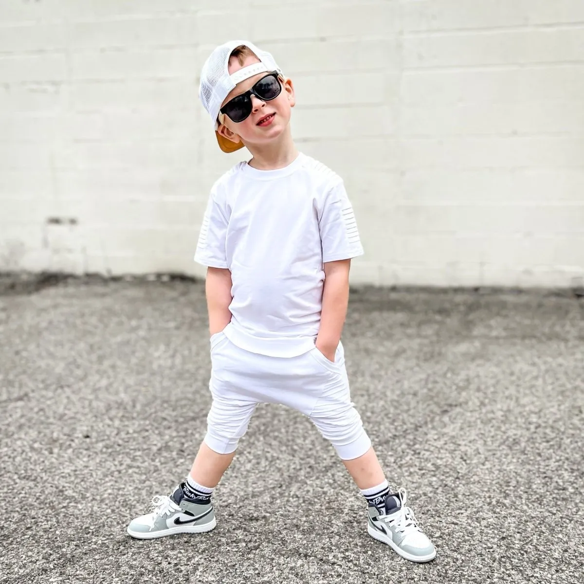 Biker Shorts- White