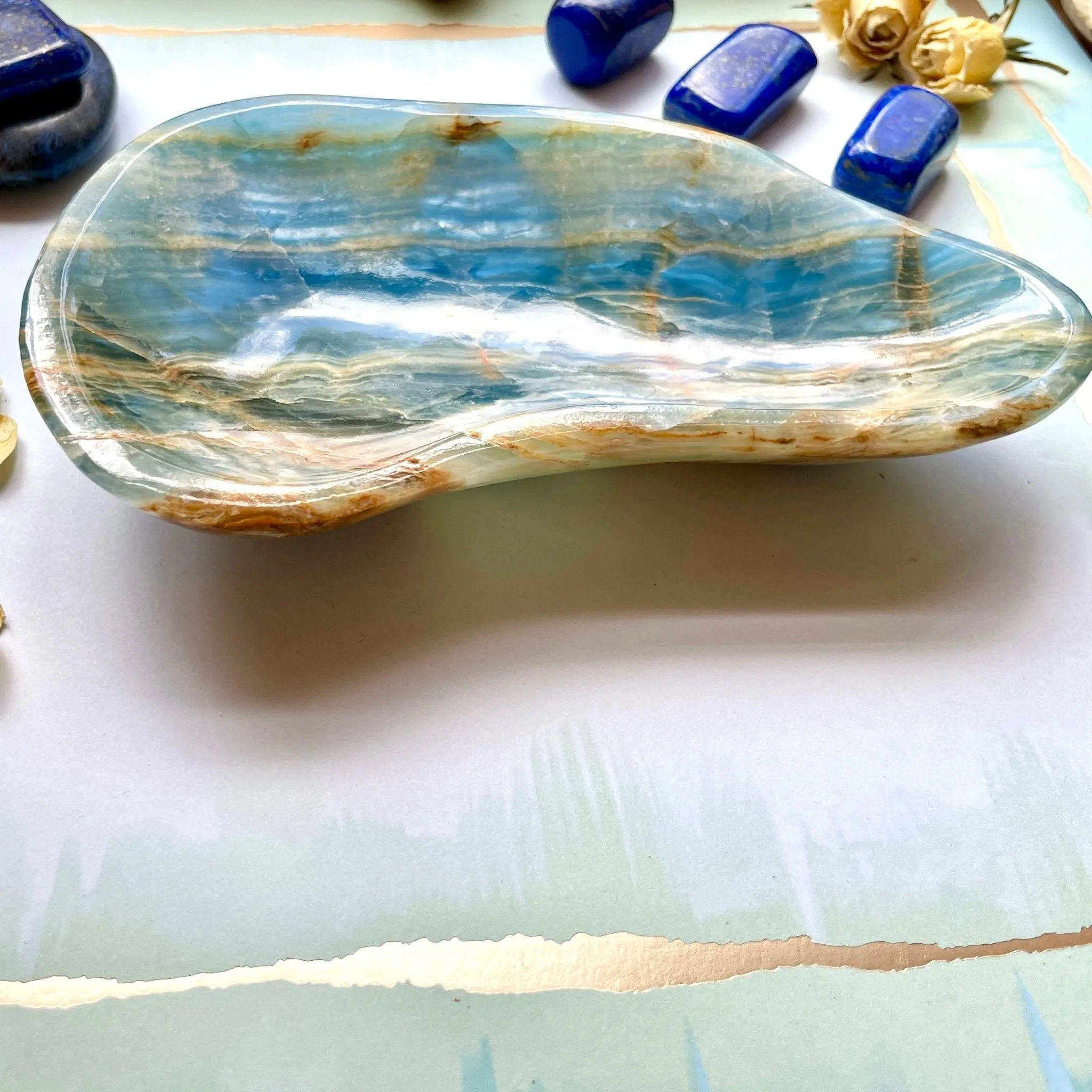 Blue Ripples Blue Onyx dish