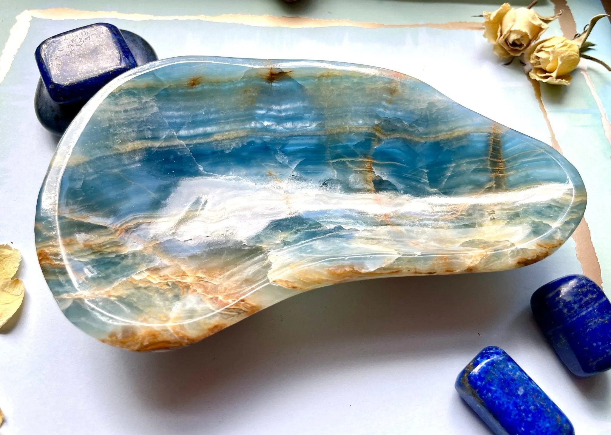 Blue Ripples Blue Onyx dish