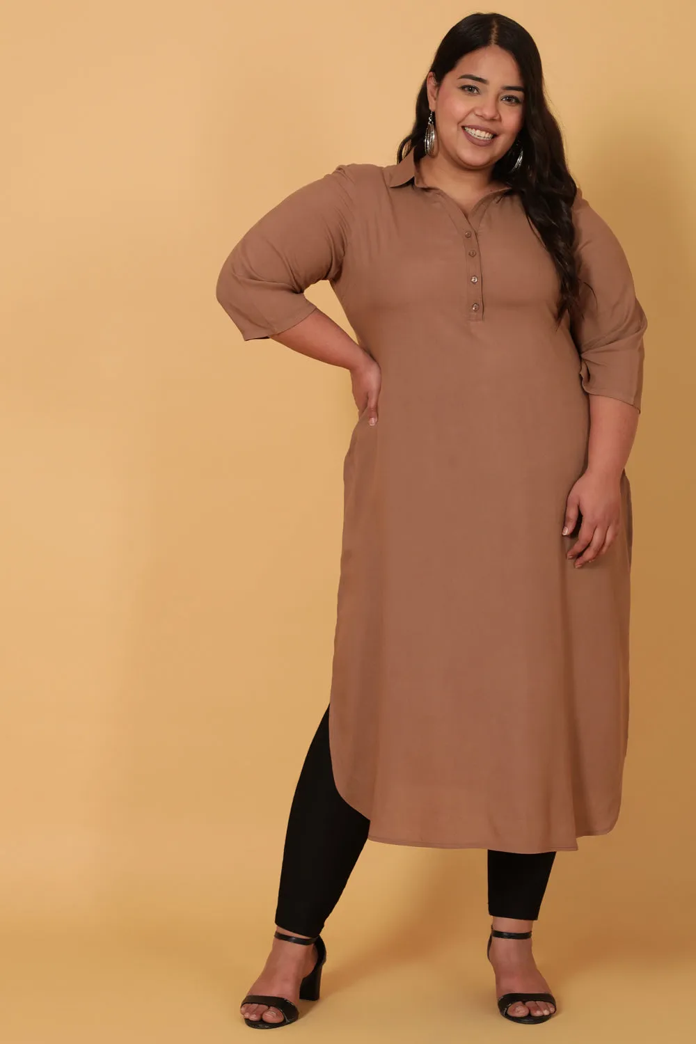 Brown Grey Kurta