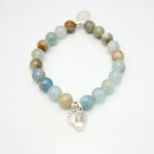 ERSA Blue Calcite & Silver Twist Charm Stretch Bracelet