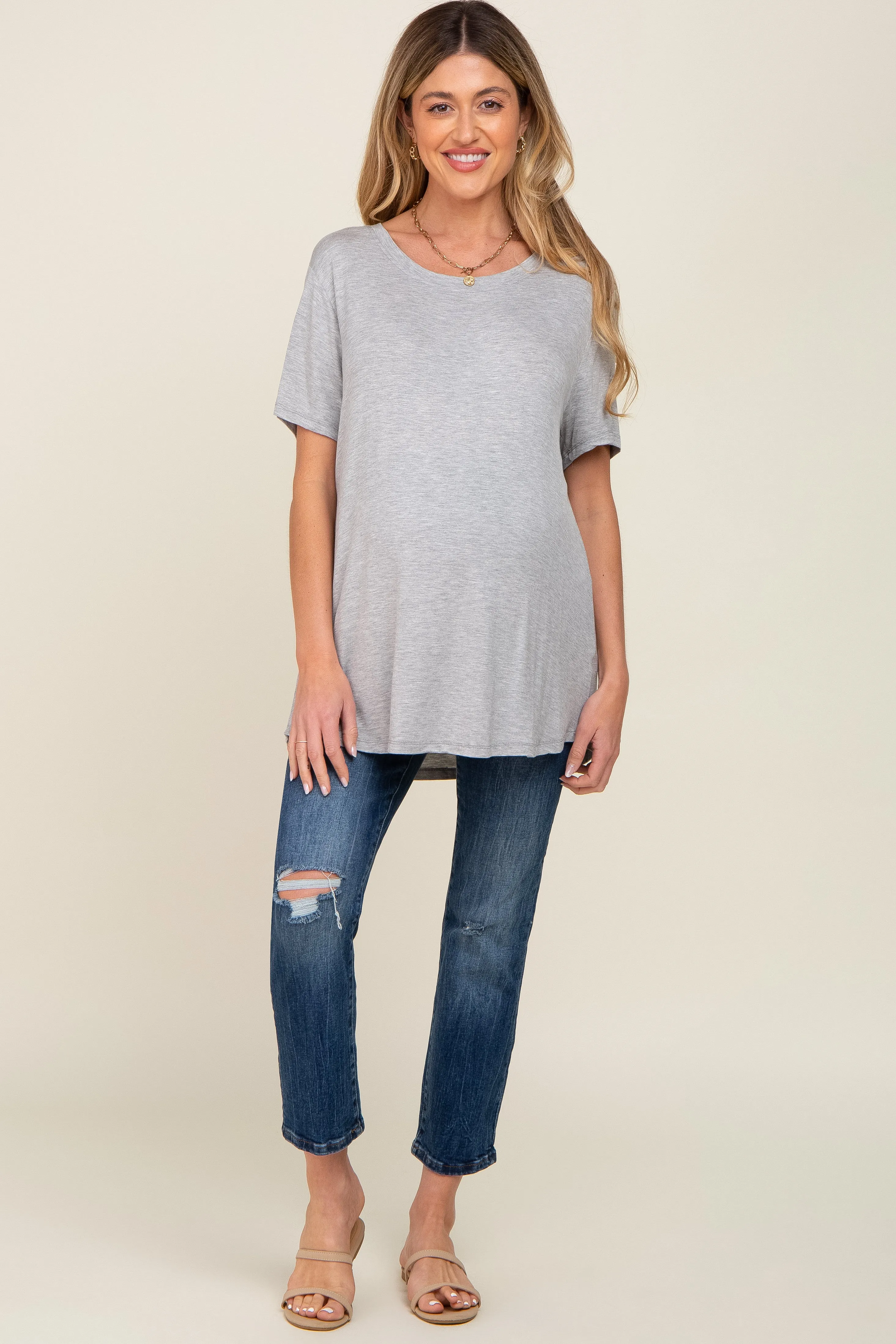 Grey Basic Maternity Tee