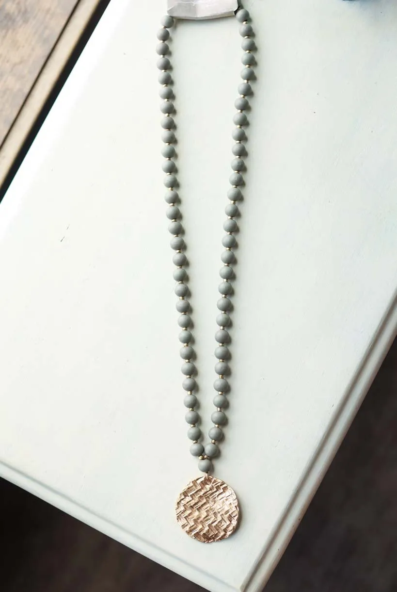 Grey Gold Long Necklace