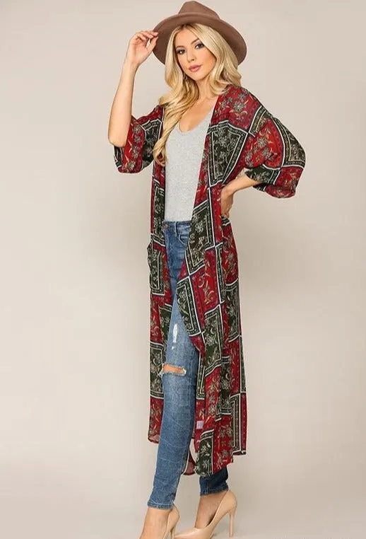 Katherine Kimono-Red/Green