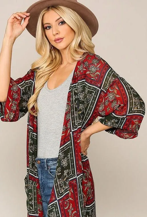 Katherine Kimono-Red/Green