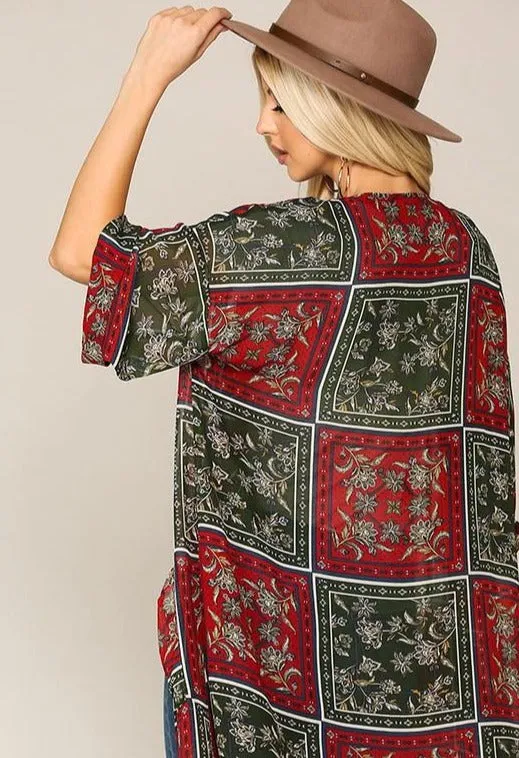 Katherine Kimono-Red/Green