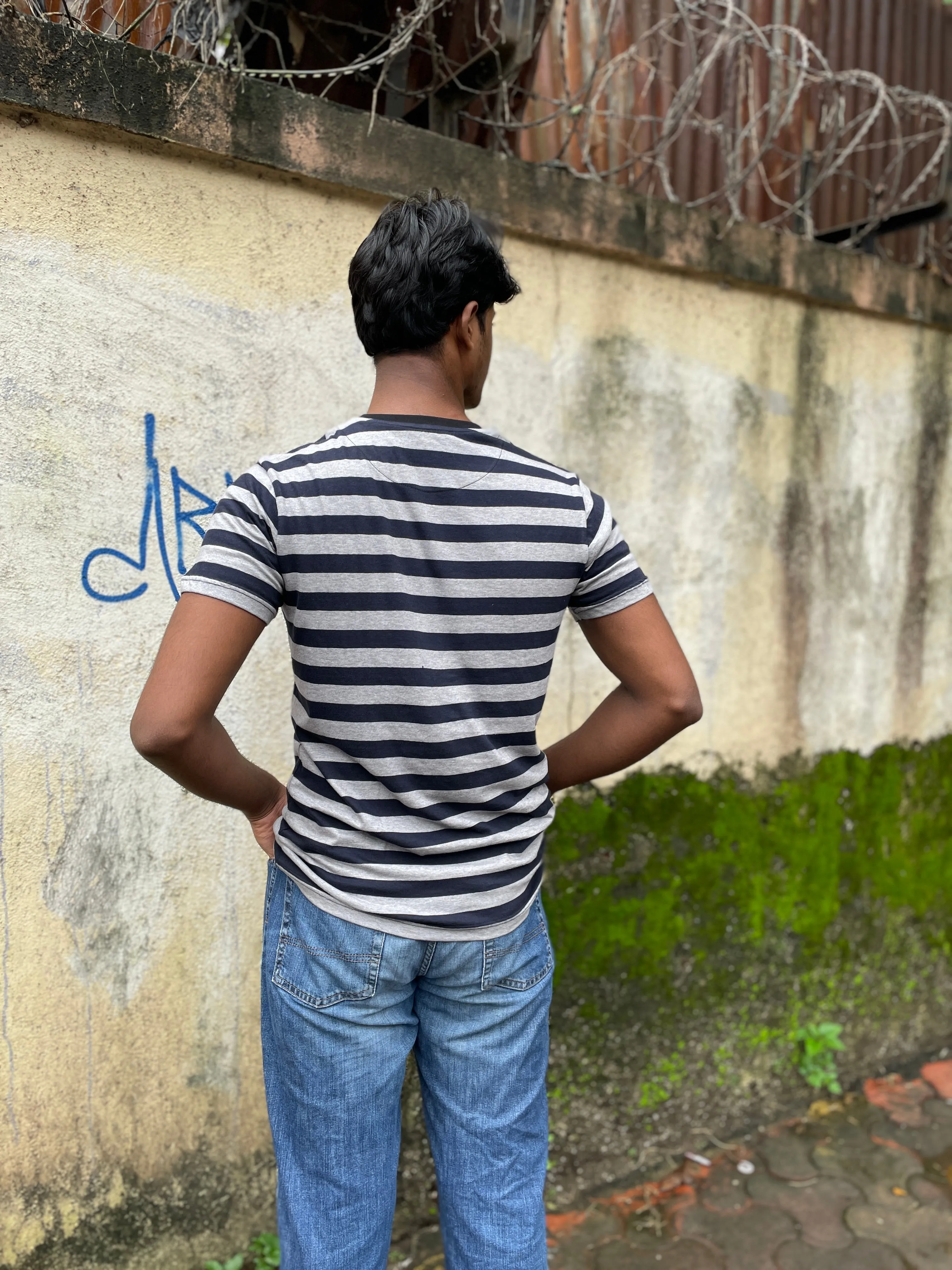 Navy/Grey Striped Tshirt