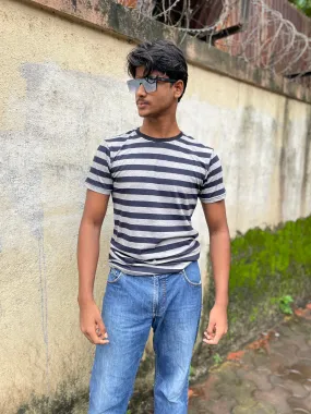 Navy/Grey Striped Tshirt