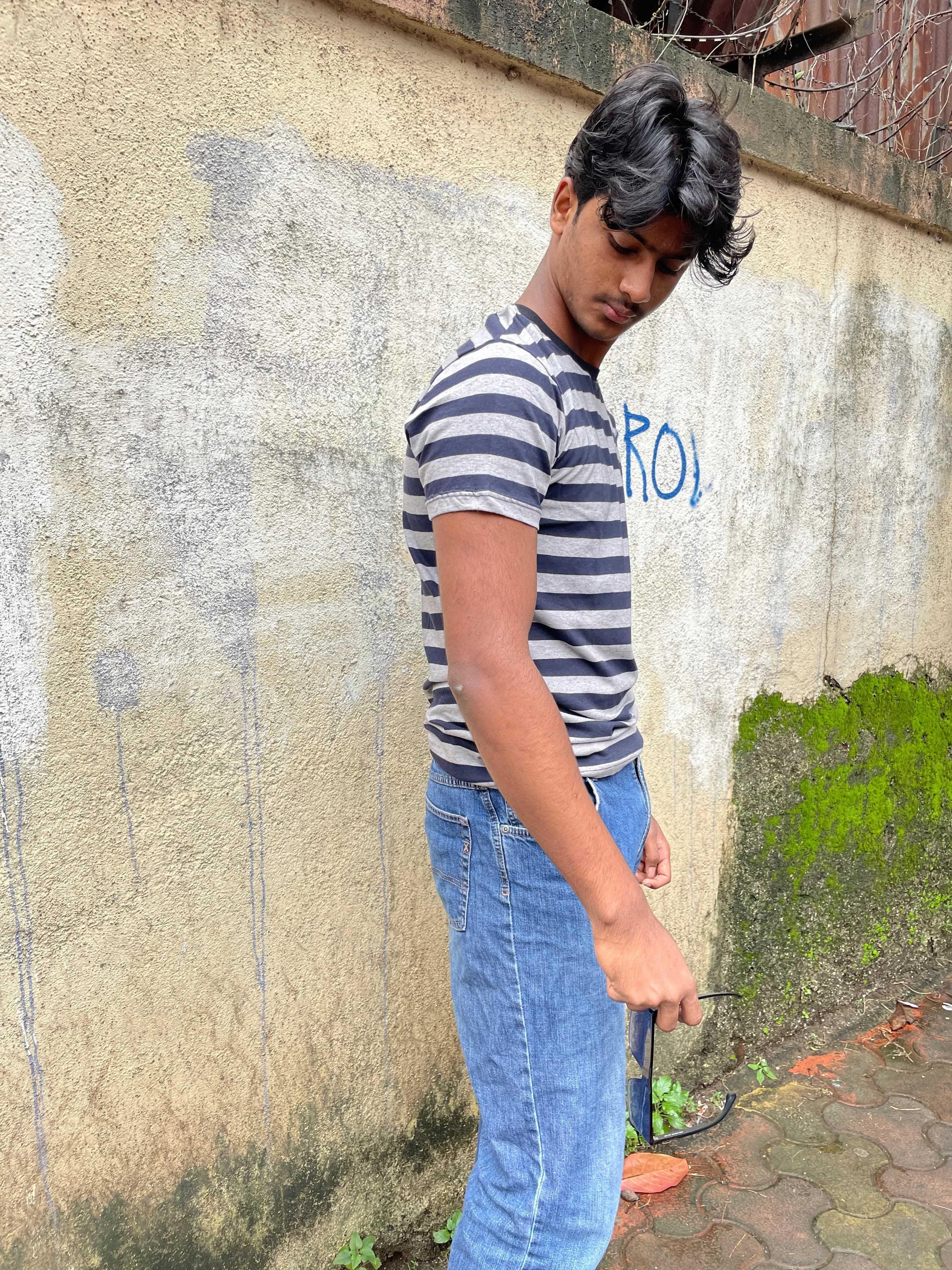 Navy/Grey Striped Tshirt