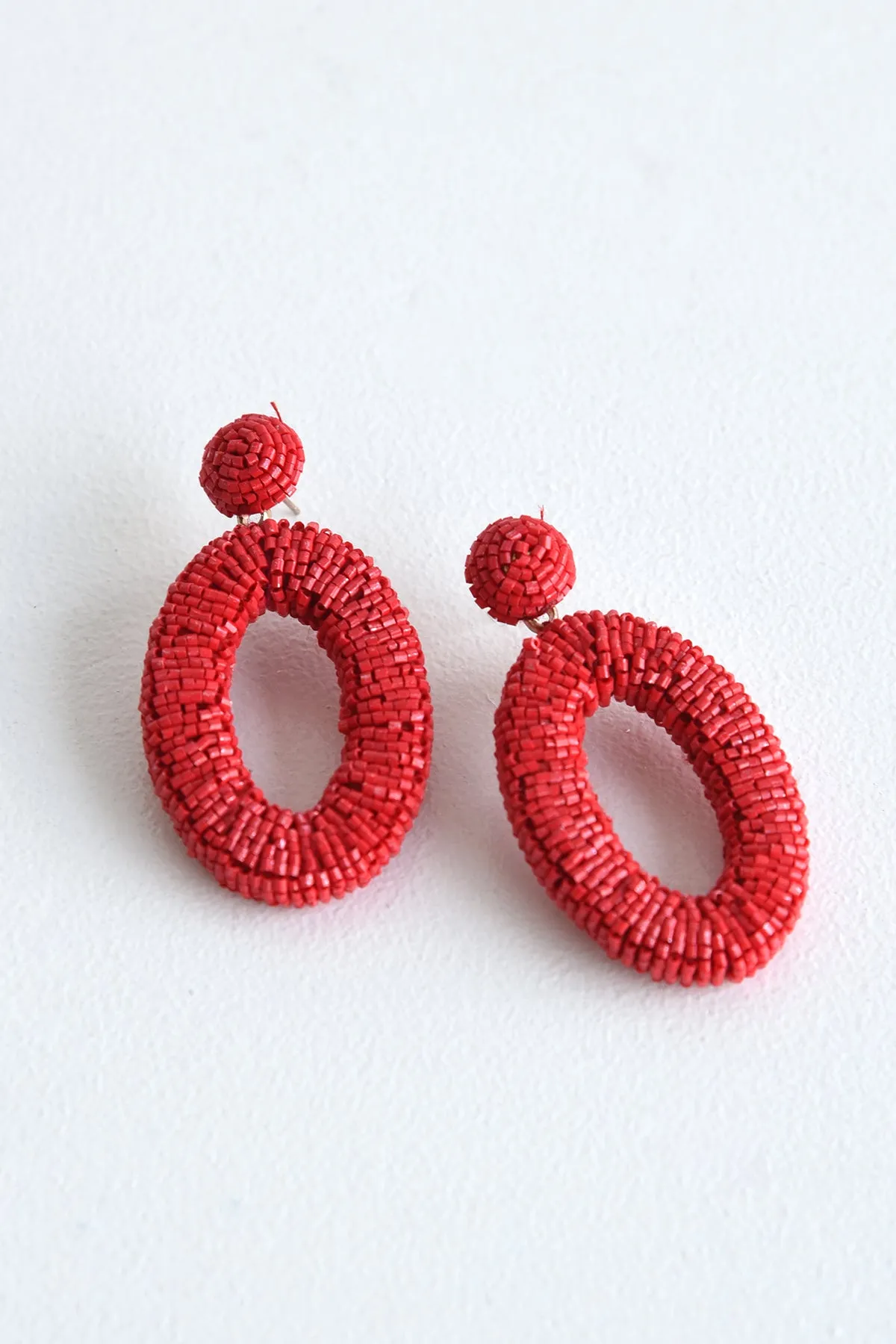 RED BEADED EARRINGS