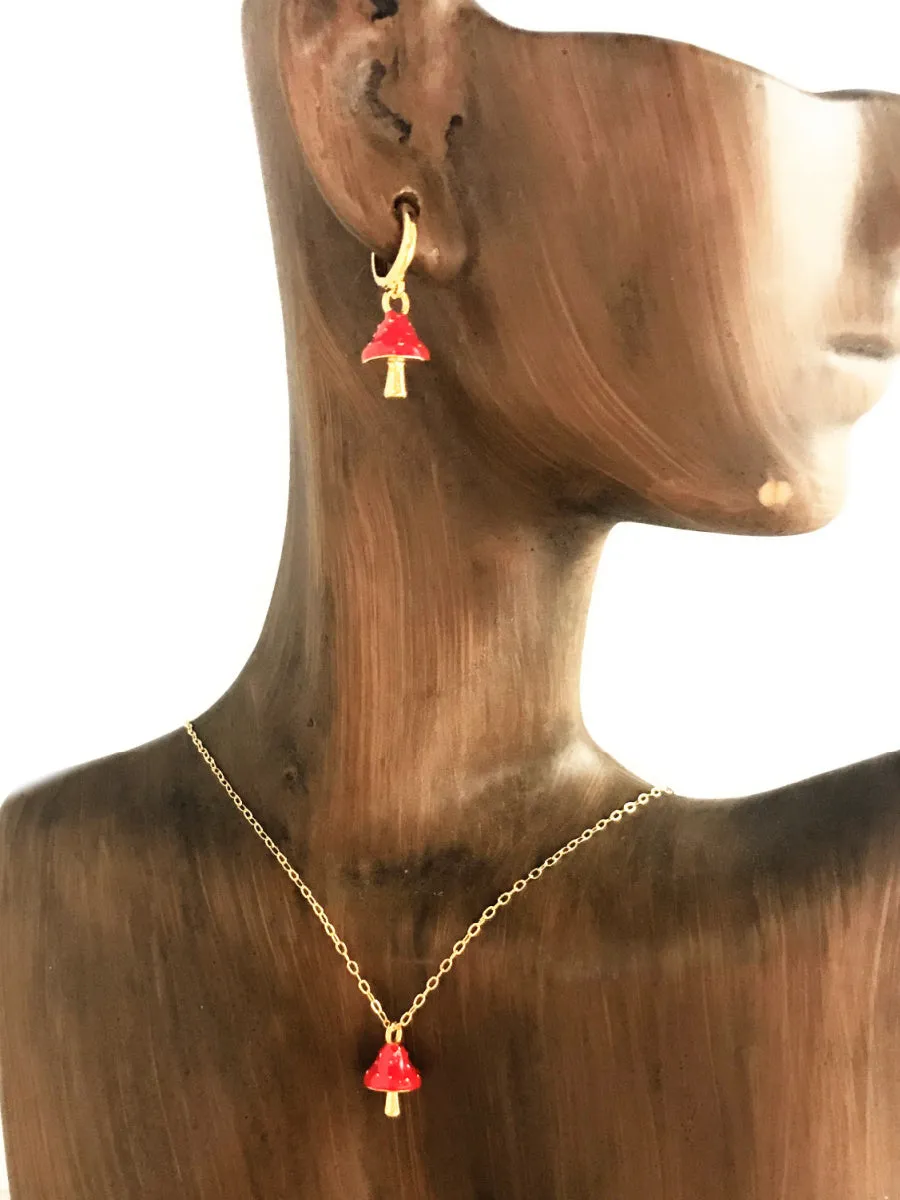 Red Capped Mushroom Necklace