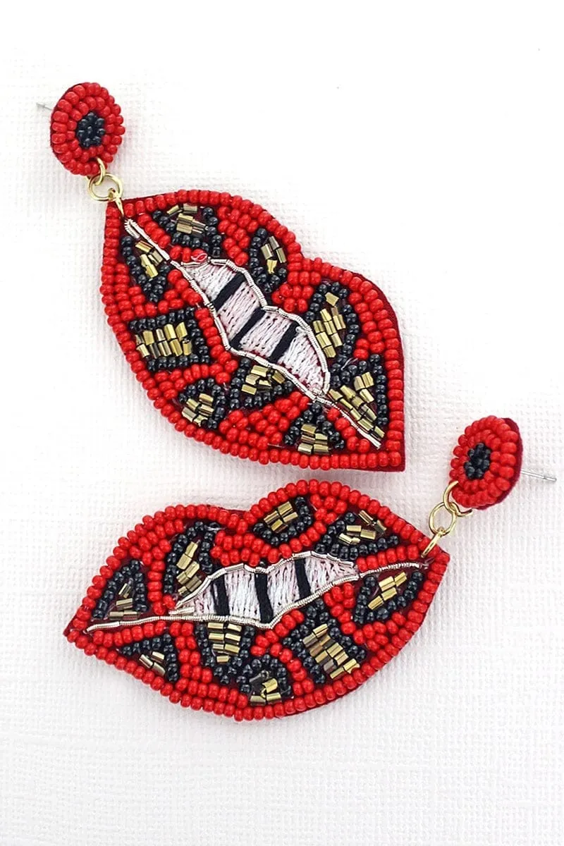 Red lip earrings