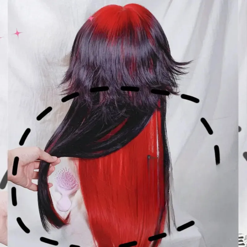 Red Moon Black Red Wig ON1279