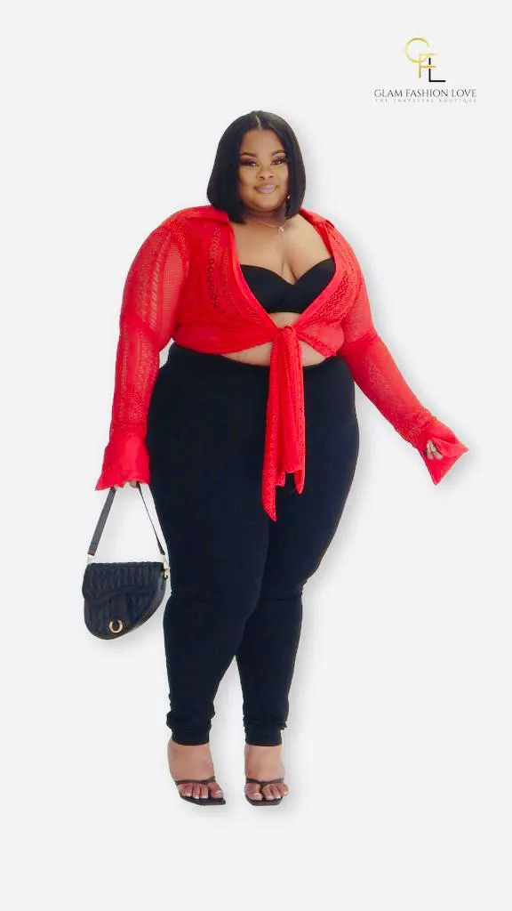 Red   size Netted Top