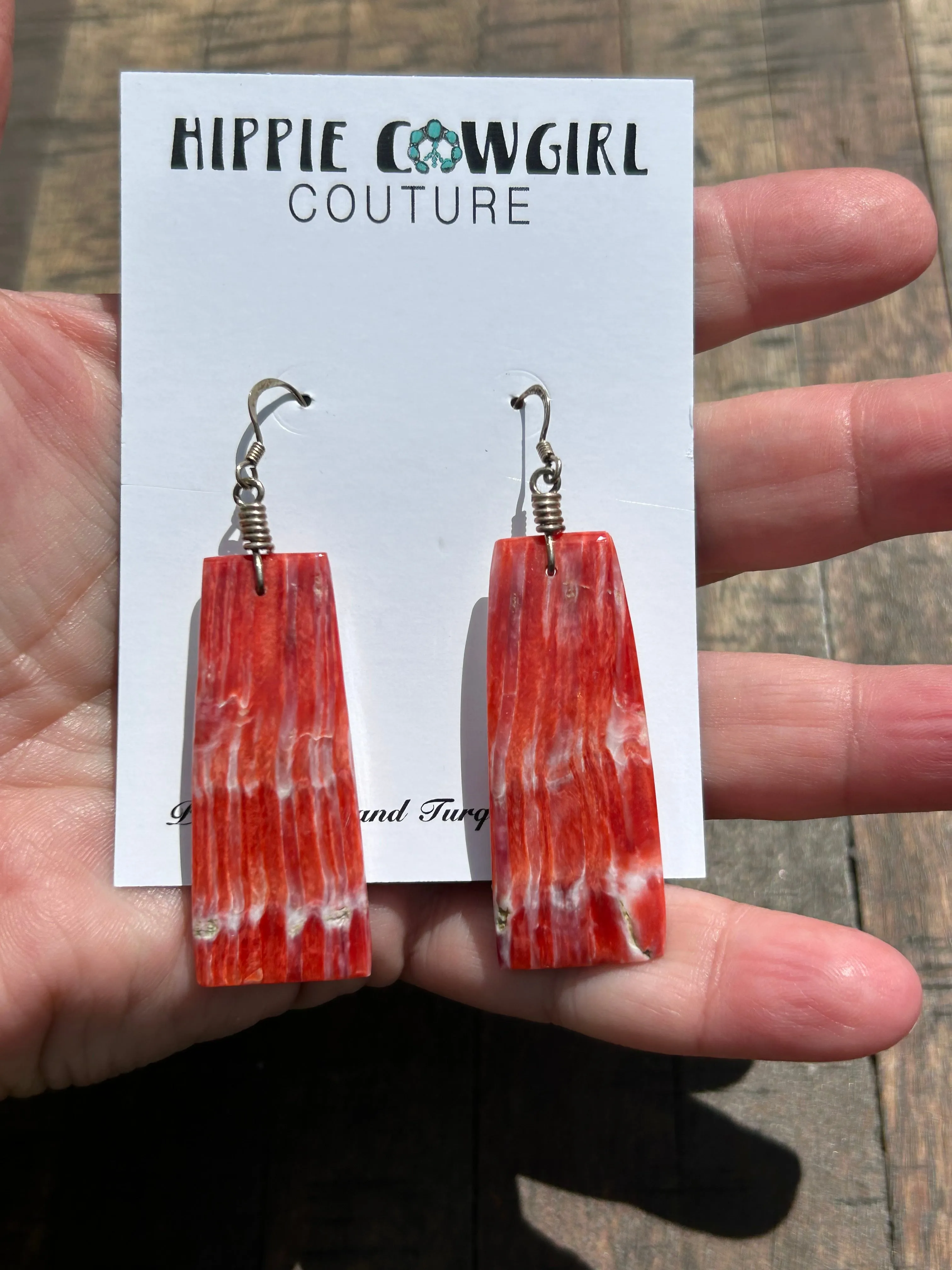 Red Spiny Dangle Earrings