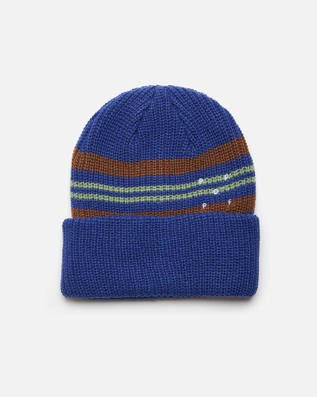 Striped Beanie - Blue