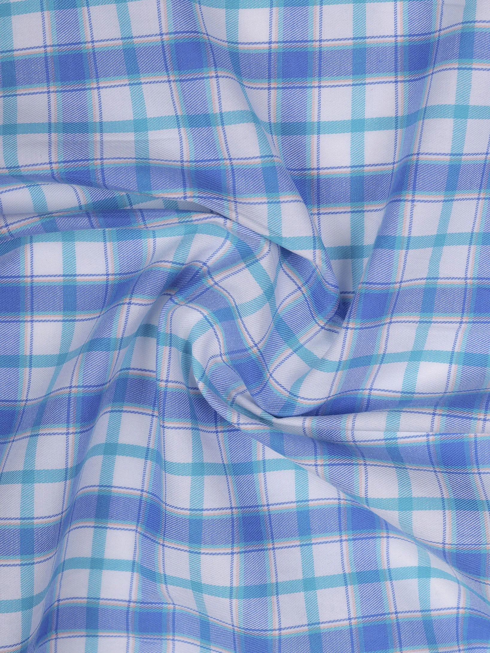 Tartan Plaid Aqua Blue And Blue Luxury Check Shirt