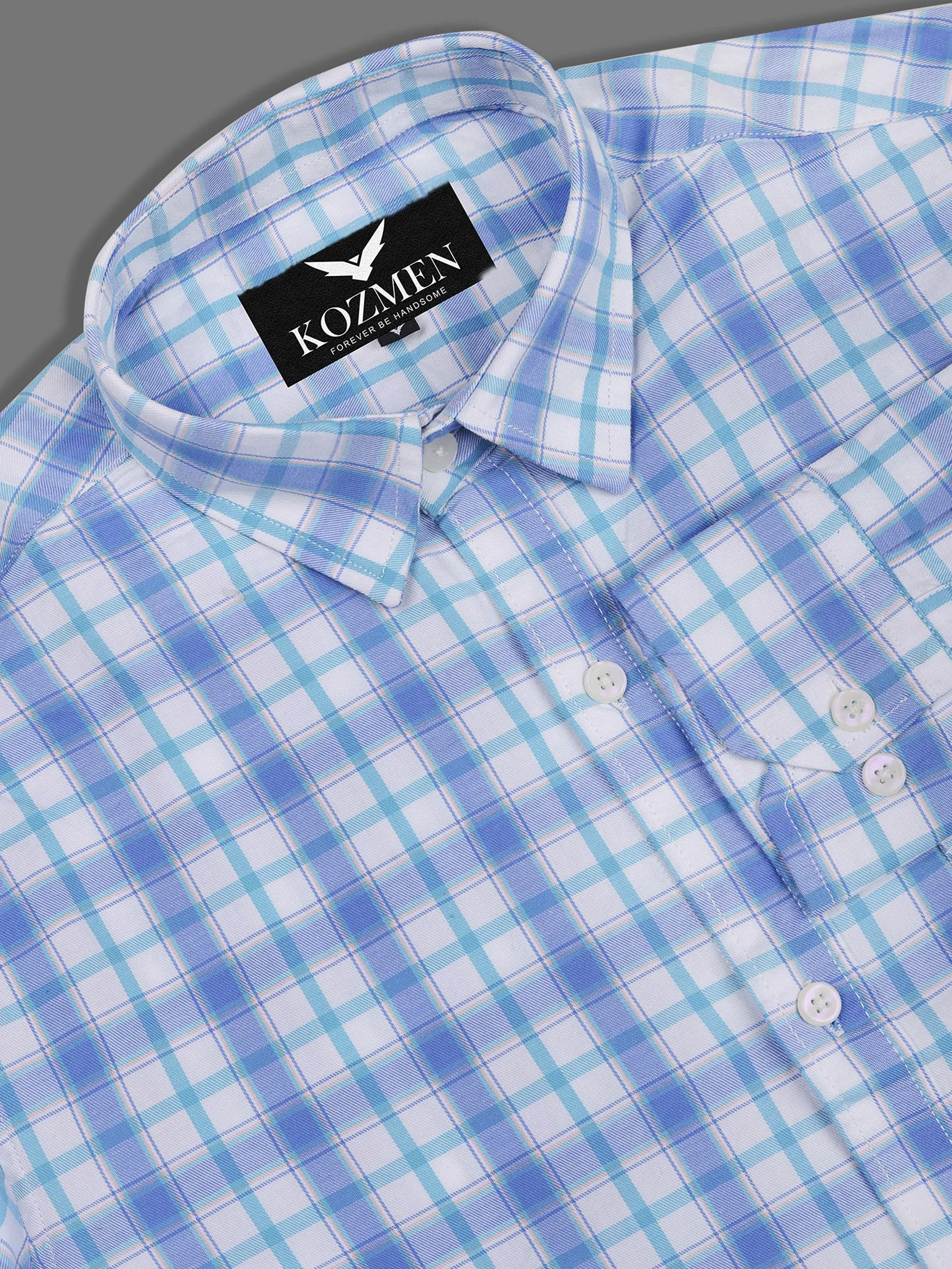 Tartan Plaid Aqua Blue And Blue Luxury Check Shirt