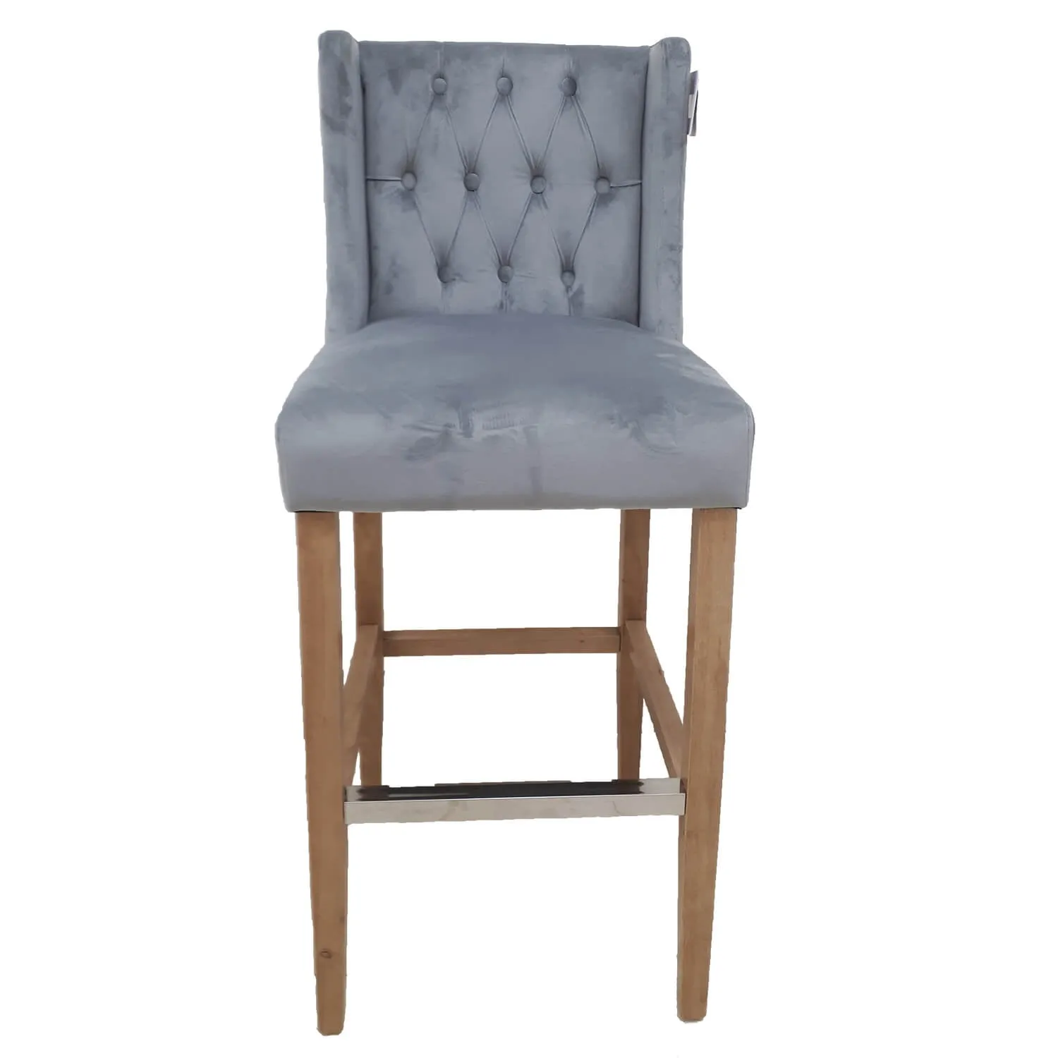 Velvet Barstool - Grey