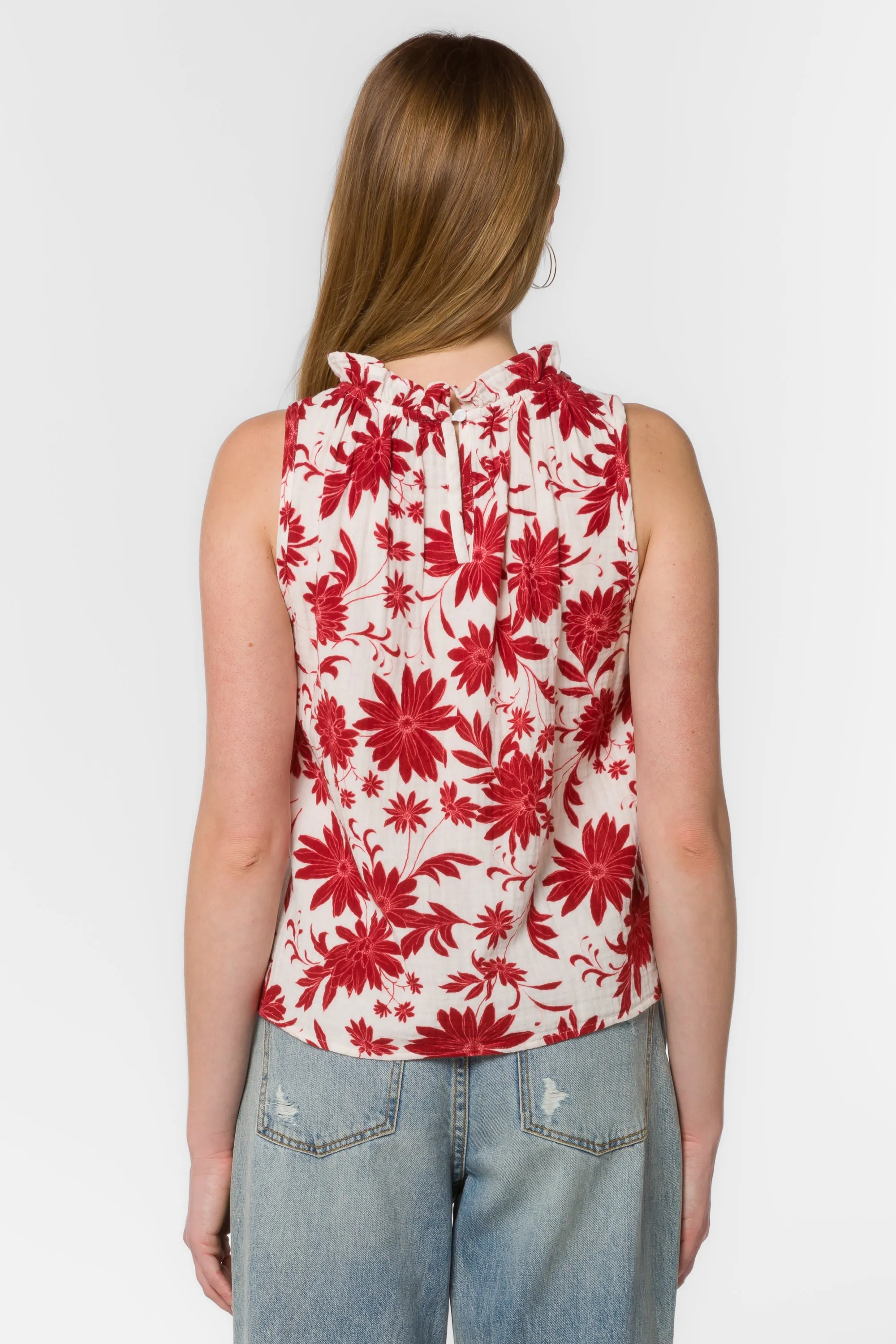 Venus Red Floral Top