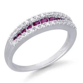 White Gold Ruby & White Diamond Infinite Ring