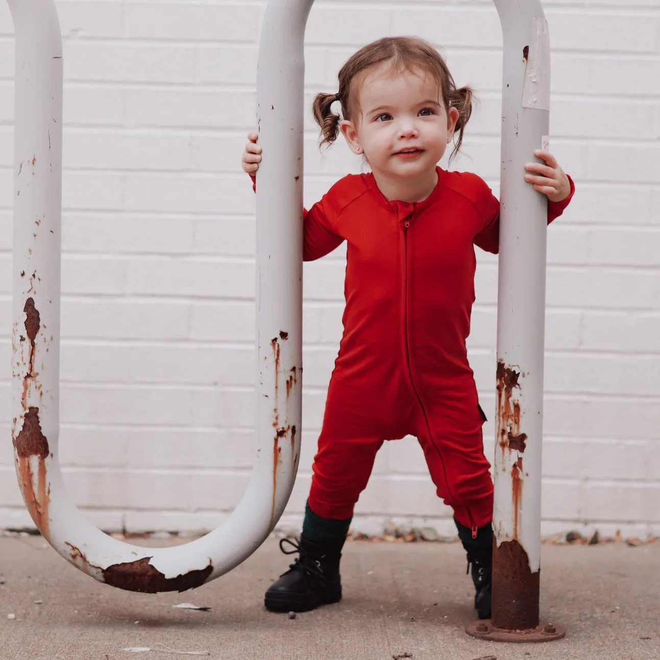 ZIP ROMPER - Red